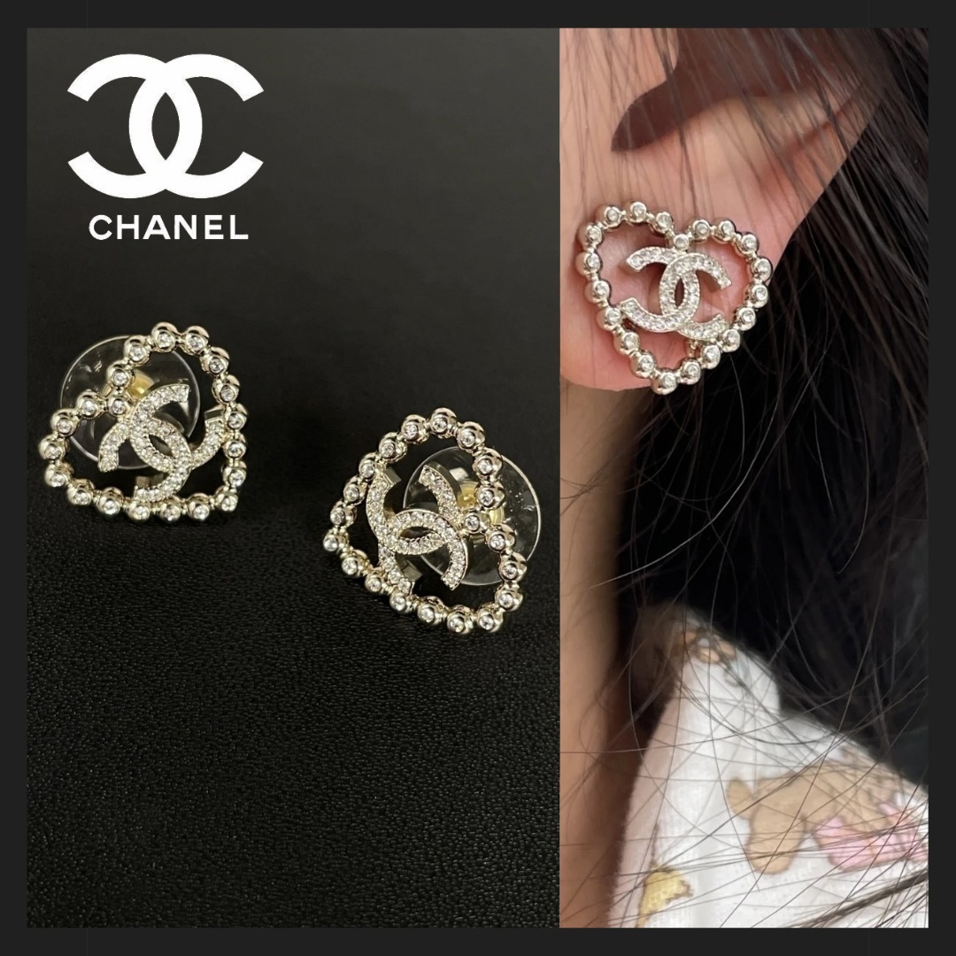 【耳元にときめきを＊】CHANEL ピアス ハート CCロゴ