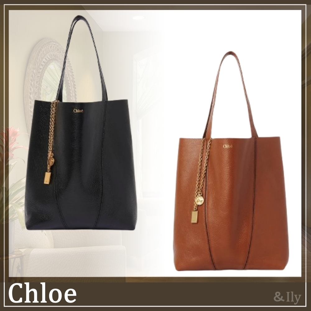 【送関込】Chloe☆グレインレザー製Chloe Spinトートバッグ