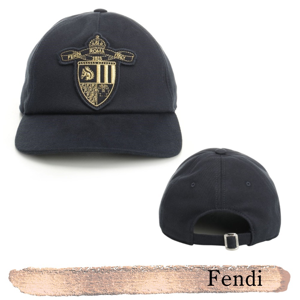 関税込【FENDI】ロゴパッチ ベースボールキャップ Fendi☆関税込☆ローマパッチ付 コットン ベースボール キャップ