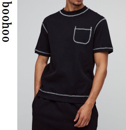 boohoo MAN★半袖 ニット クルーネック サマーセーター Tシャツ