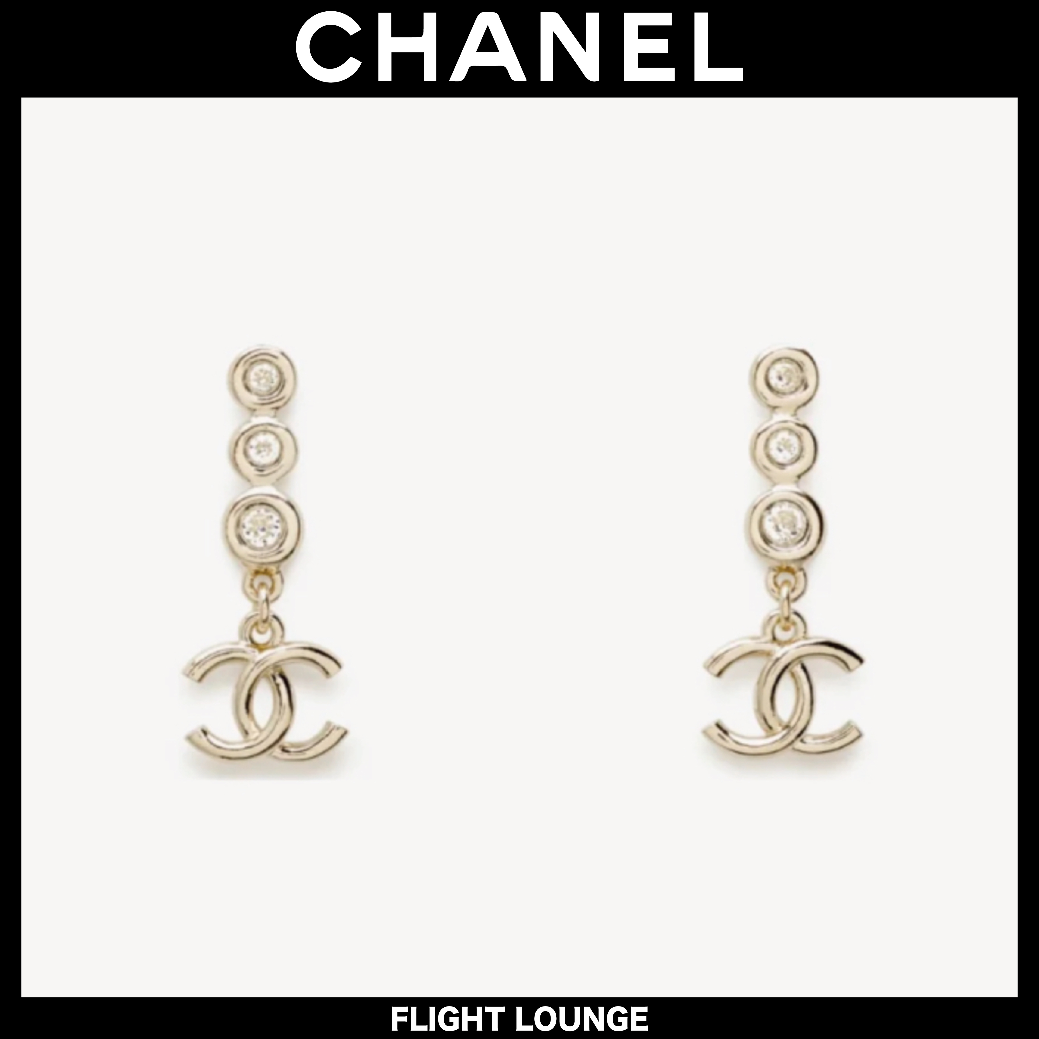 揺れるロゴ★CHANEL★ロング ピアス 25s ゴールド