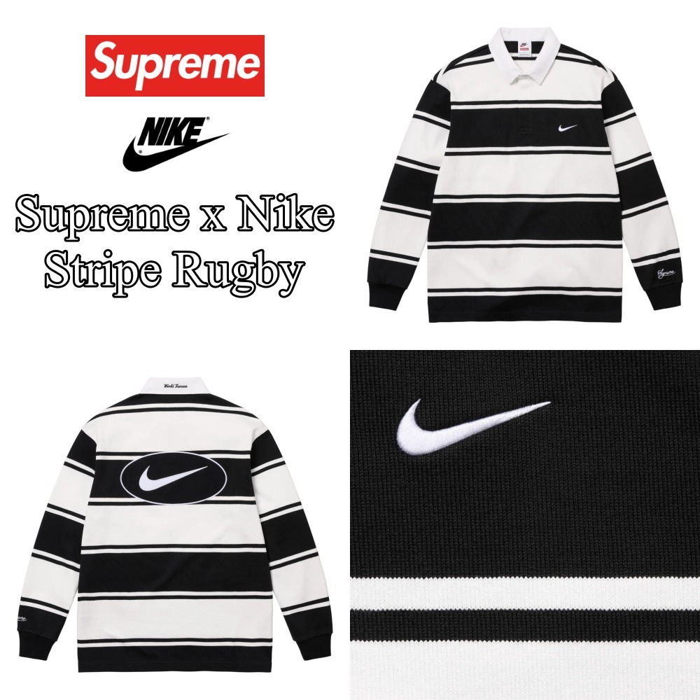 【Supreme x Nike】Stripe Rugby★Black★25SS★