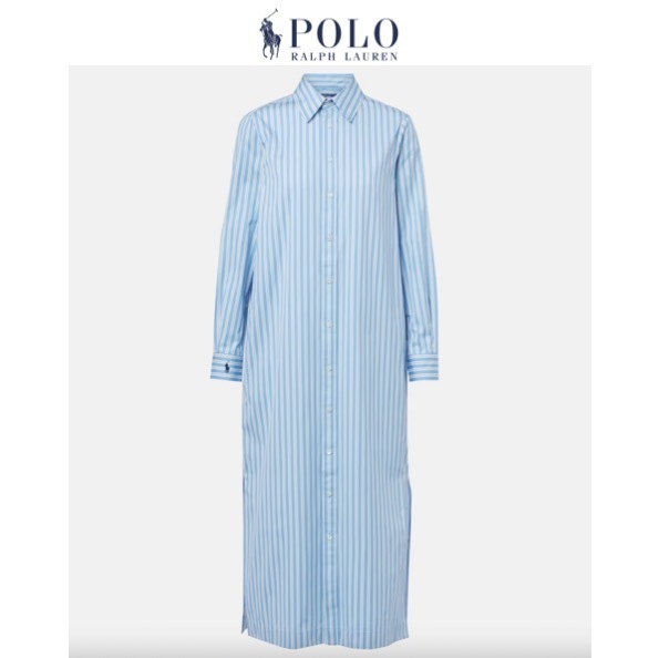 関税,送料無料Polo Ralph Lauren ストライプロングシャツワンピ