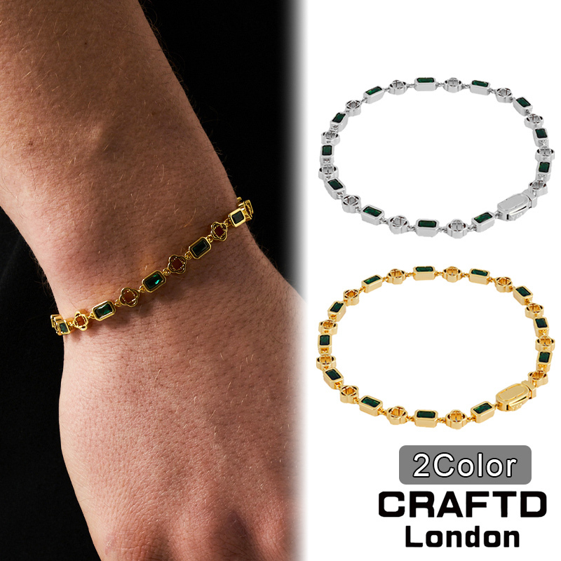 CRAFTDLondon クラフトロンドン GREEN GEMSTONE CLOVER BRACELET