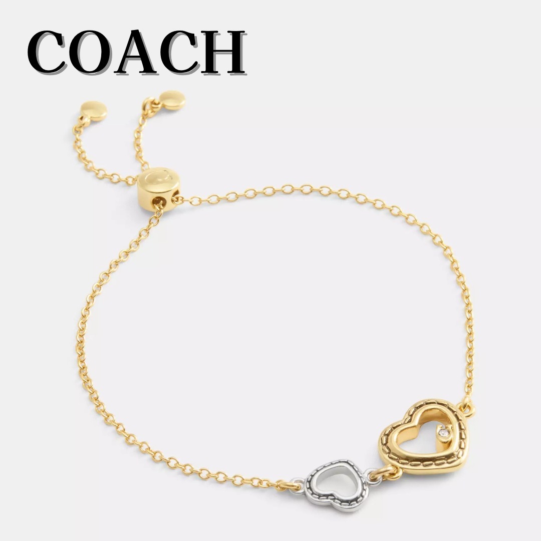 【国内発送】coach＊Double Stitched Hearts Slider Bracelet