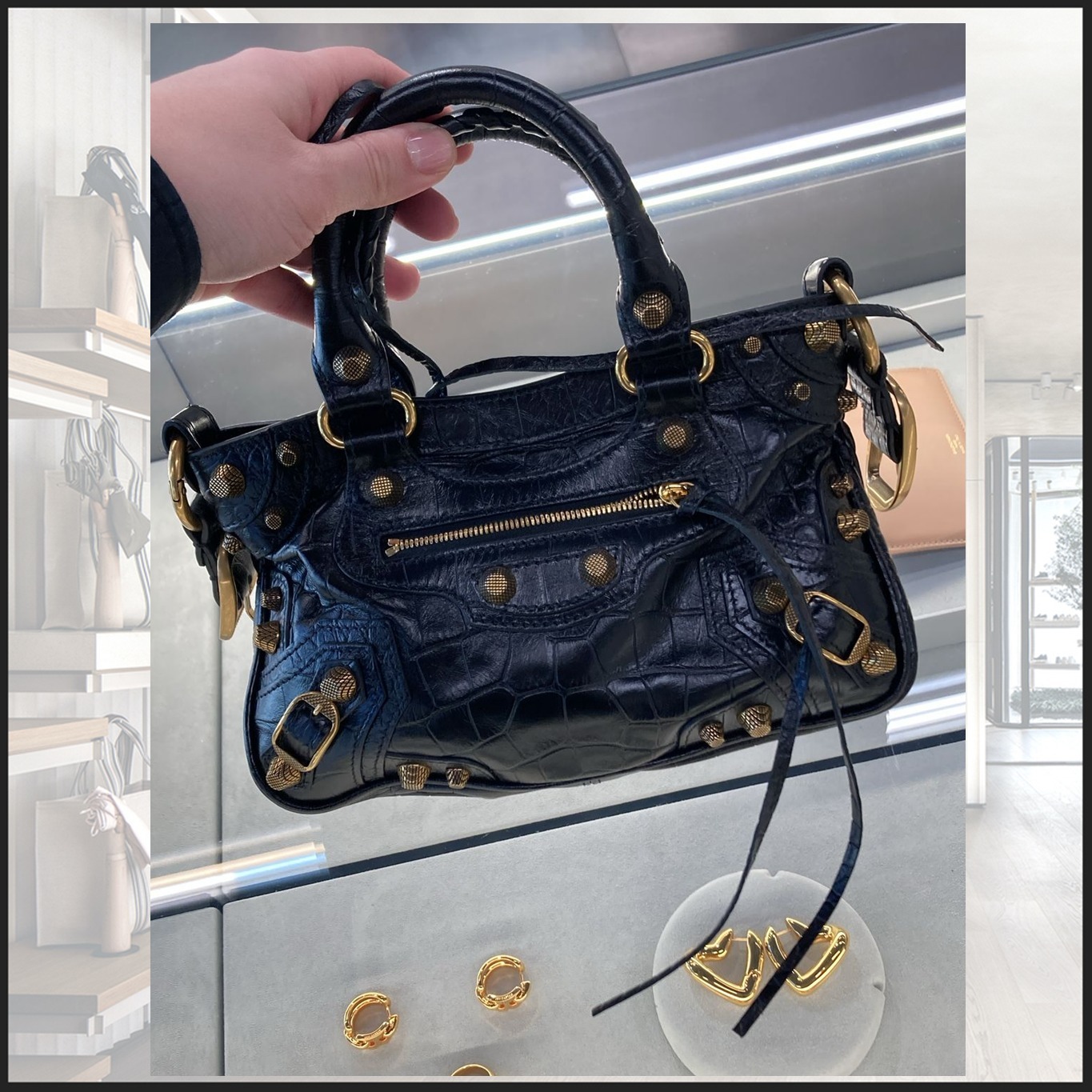 直営店☆BALENCIAGA☆ NEO CAGOLE ハートチャーム付 ショルダー