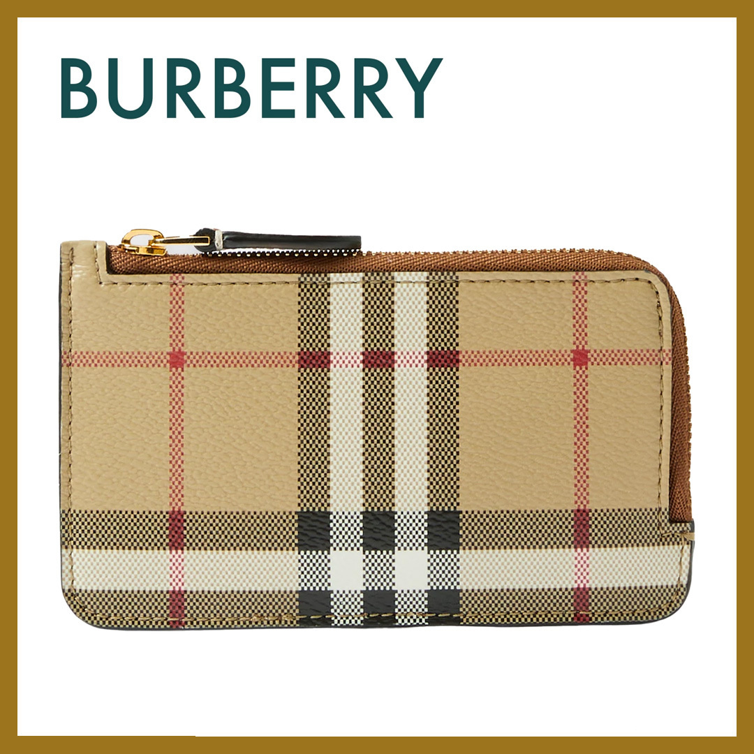 エレガントな印象【BURBERRY】チェック ジップカードケース*優雅