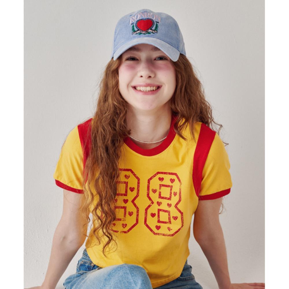 ◆RONRON◆ LINGER HEART 88 CROP T SHIRT YELLOW