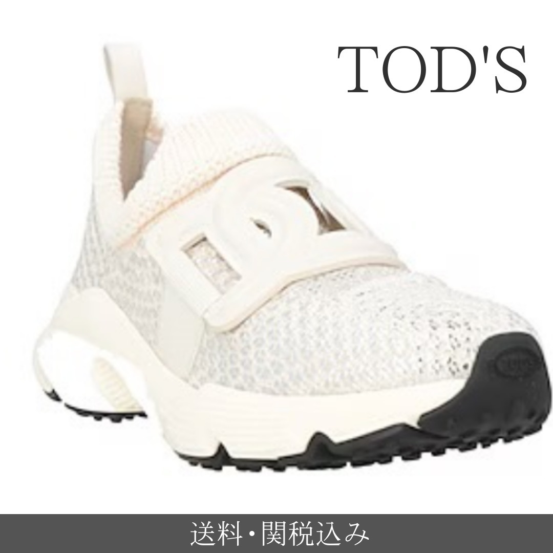 関税送料込 TOD'S ロゴファブリックケイトスリッポンスニーカー