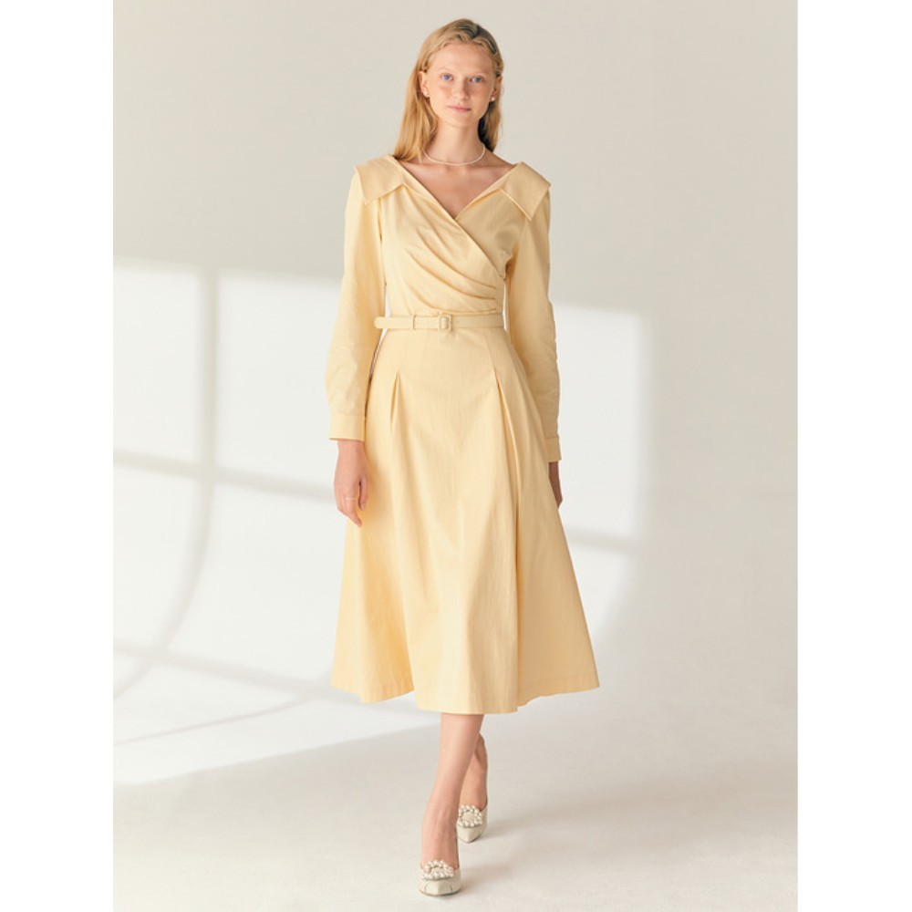 ワンピース BAU by Bride And You ELLIE Vneck shirred shirt dress (Butter