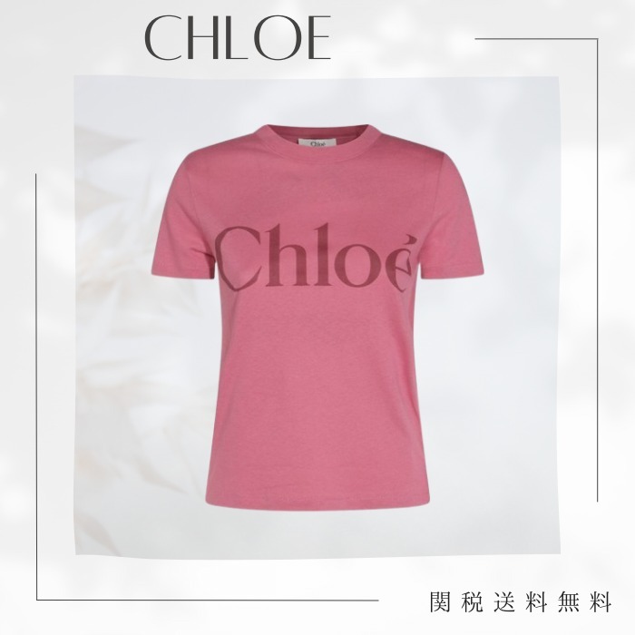 Chloe クロエ コットン ロゴTシャツ ピンク