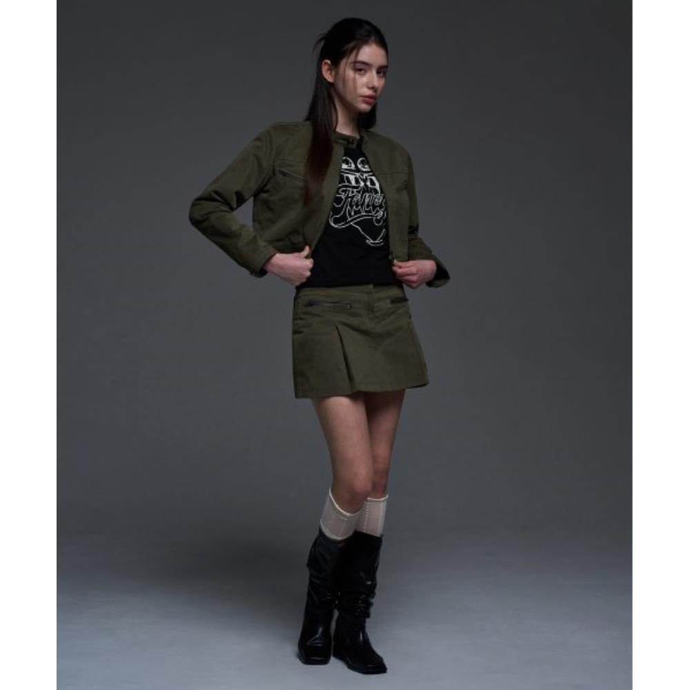 ☆NASTY FANCY CLUB☆ NF Biker Crop Setup KHAKIF24QA951XD865