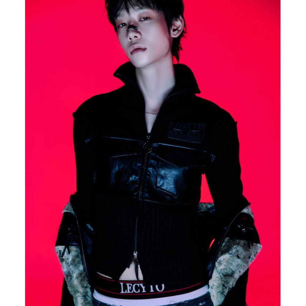 ☆LECYTO☆ Fabric Mix Neck Zip UpBlack