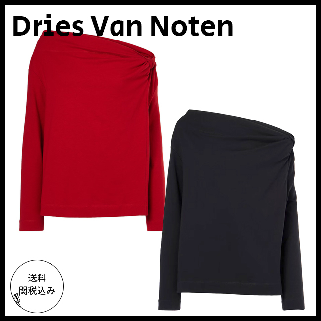 送料関税込【Dries Van Noten】ギャザー入りジャージートップス