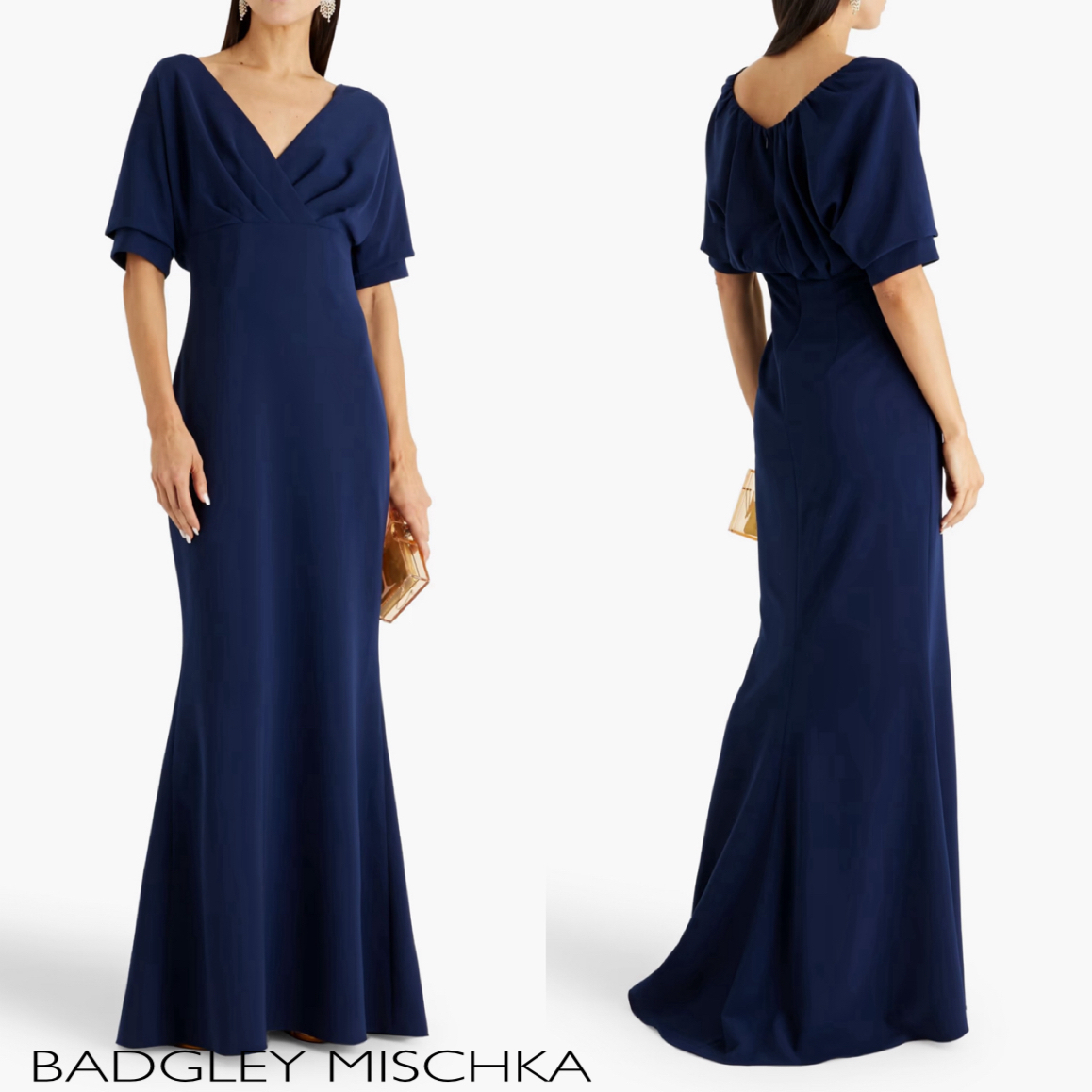 クレープ★ドレープ入り★ロングワンピース★ BADGLEY MISCHKA