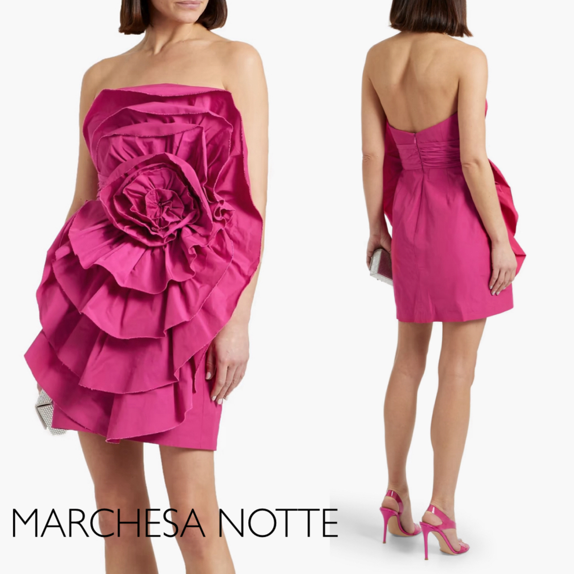 ベアトップ★タフタ★ワンピース★ MARCHESA NOTTE