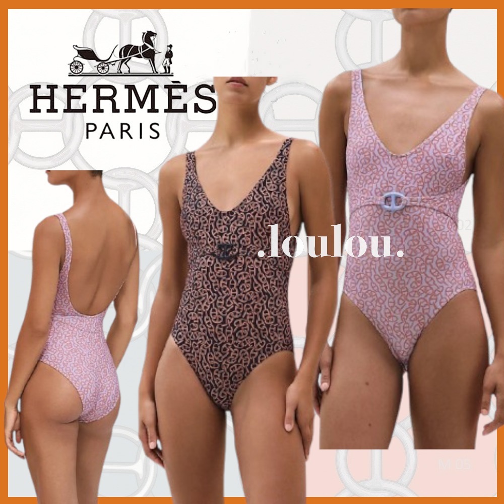 【ナウサ柄が目を惹く☆2色】HERMES スイム ウェア Elly