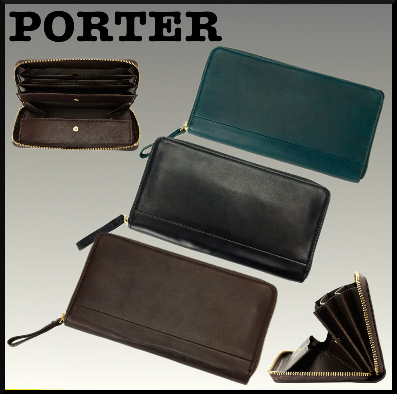 人気★PORTER WISE LONG WALLET★長財布 シンプル 馬革 おしゃれ