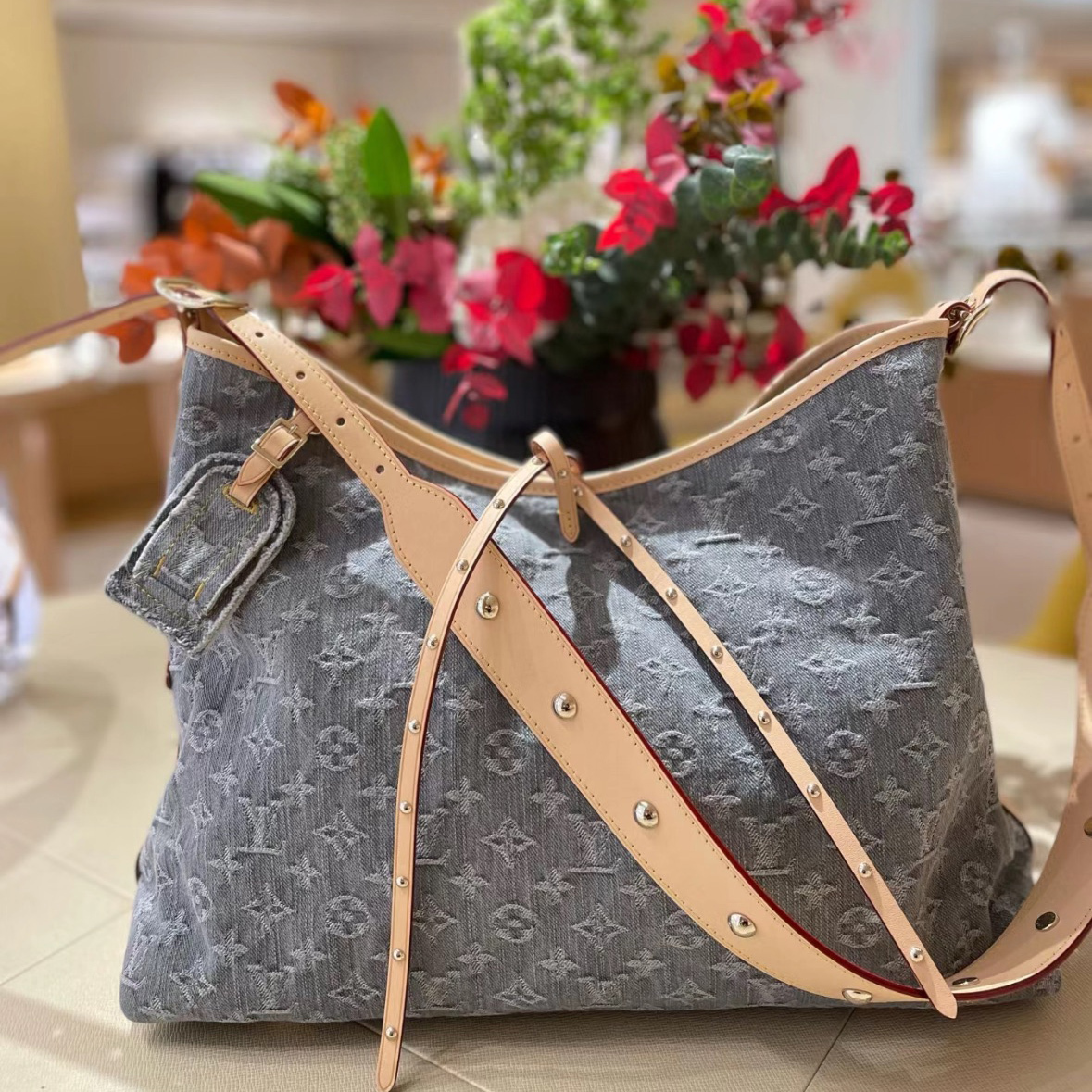関税込 LV CarryAll handbag M13289 デニムハンドバッグ