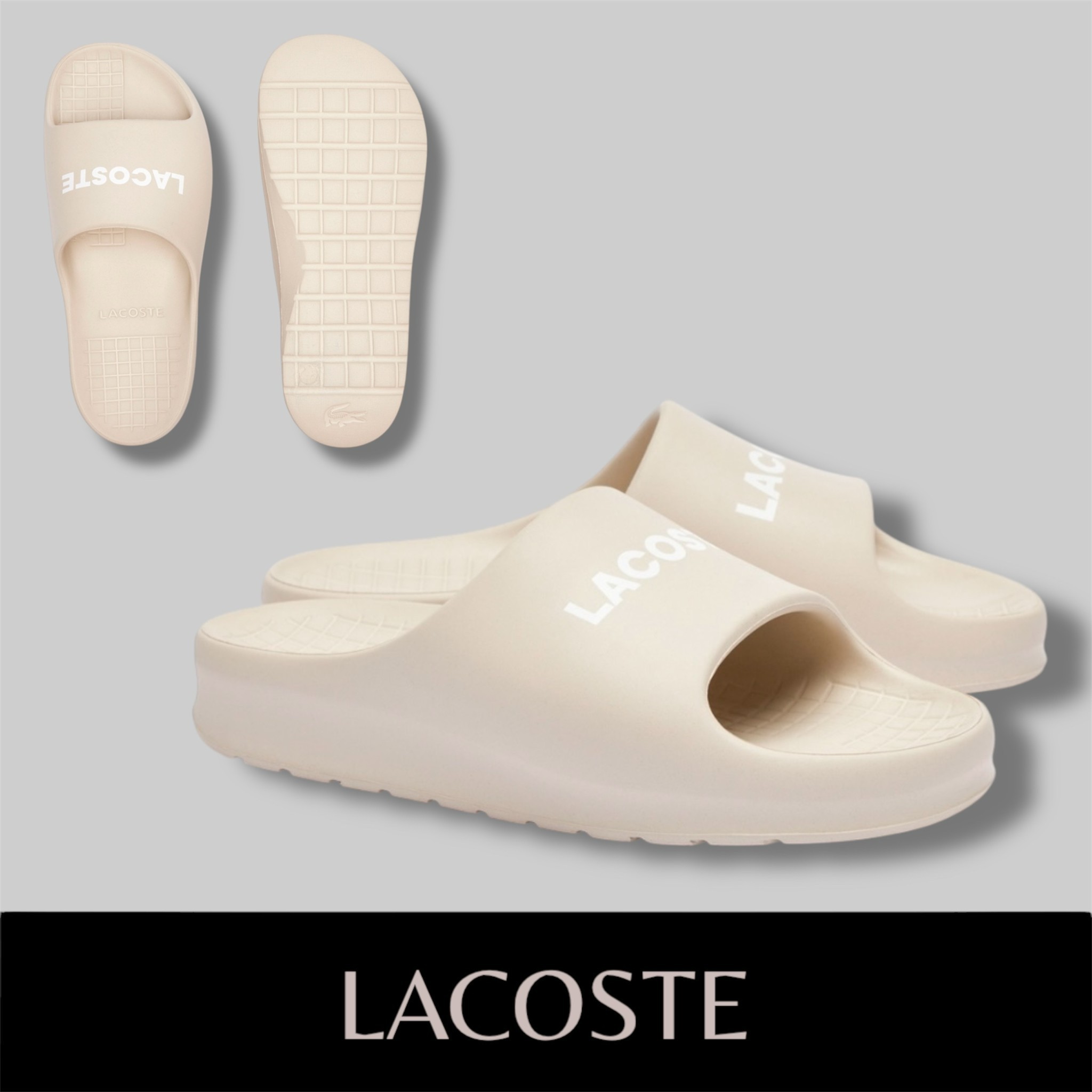 【LACOSTE】ロゴプリントサンダル