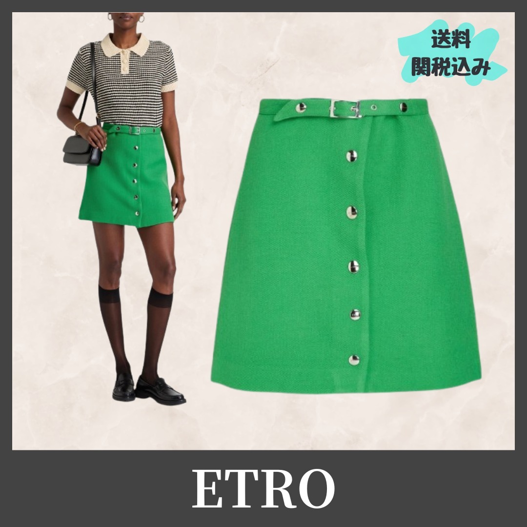 送料関税込【ETRO 】ウールツイル ミニスカート