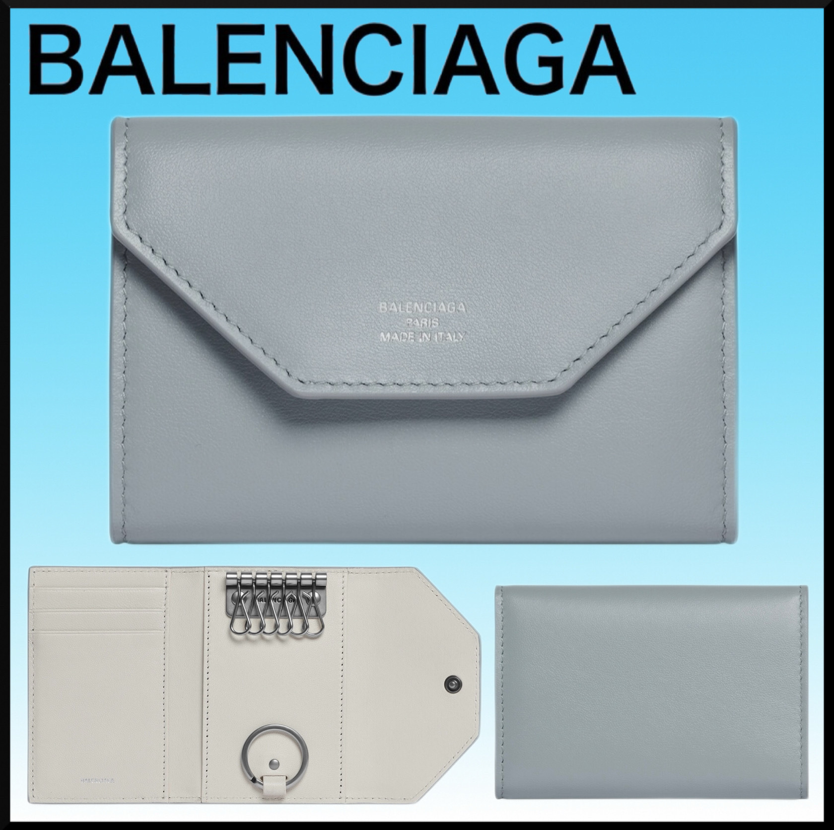 大人気★BALENCIAGA ENVELOPE スプリットリング付きキーケース