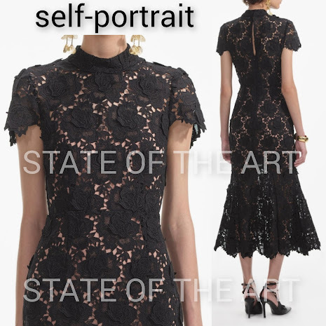 Self-Portrait＊花模様レース フレアミディドレス Self-Portrait＊花模様レース フレアミディドレス