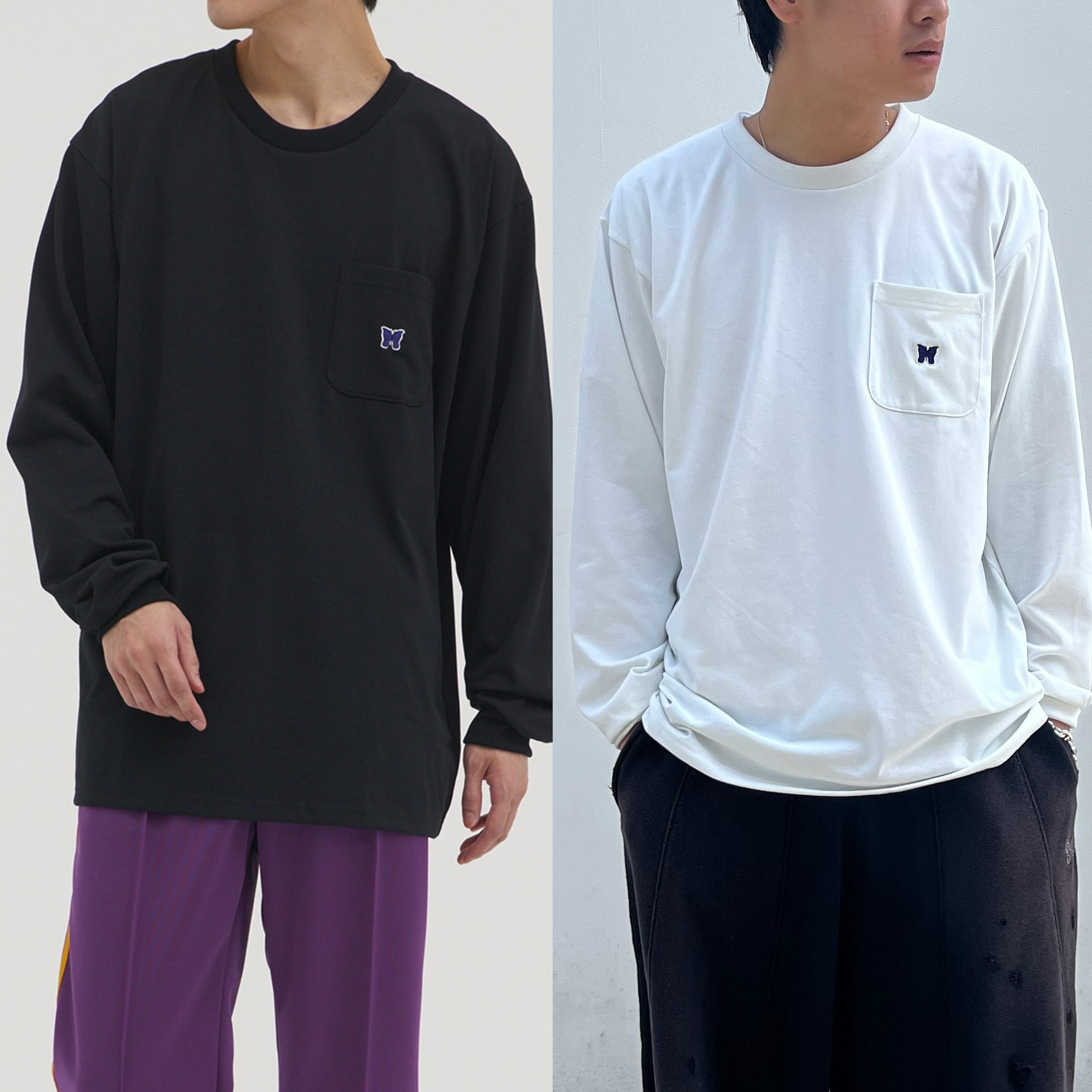【Needles】L/S Crew Neck Tee ロンT Poly Jersey ロゴ すぐ届く