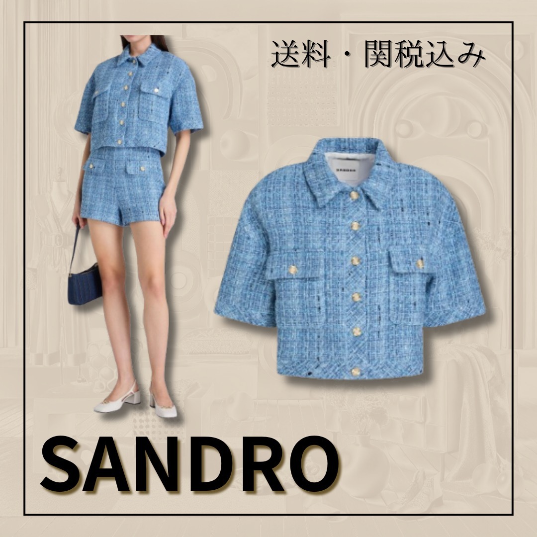 関税込み＊SANDRO＊ツイード クロップドジャケット