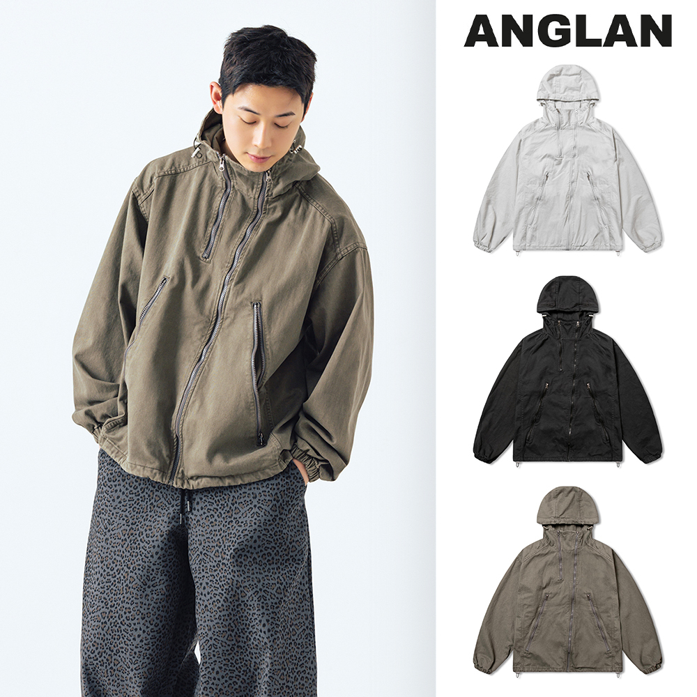 【ANGLAN】Oblique Double Zip-Up Jacket