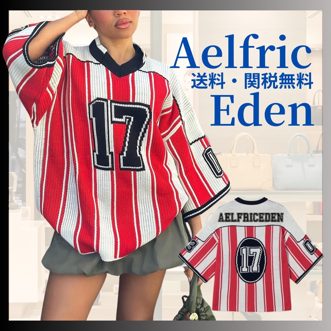 ◆Aelfric Eden◆ナンバーストライプ ニット T シャツ