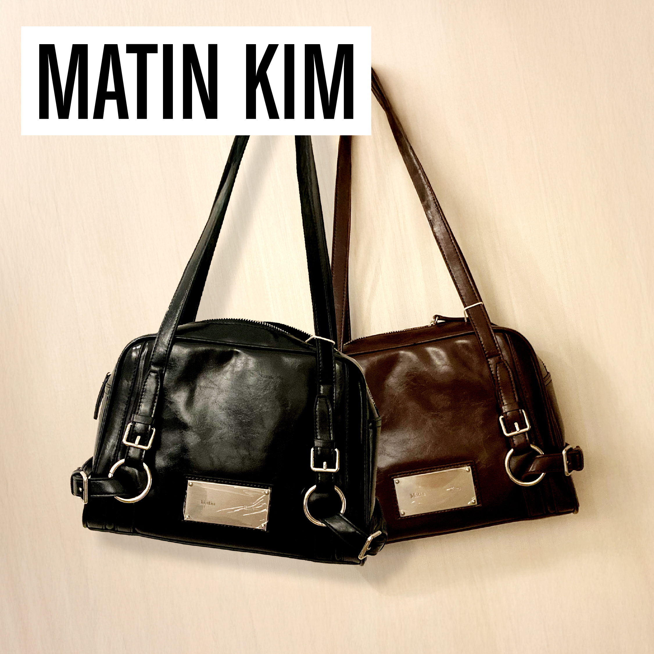 ★ SALE!! ★【Matin Kim】BIKER DETAIL SQUARE SHOULDER BAG