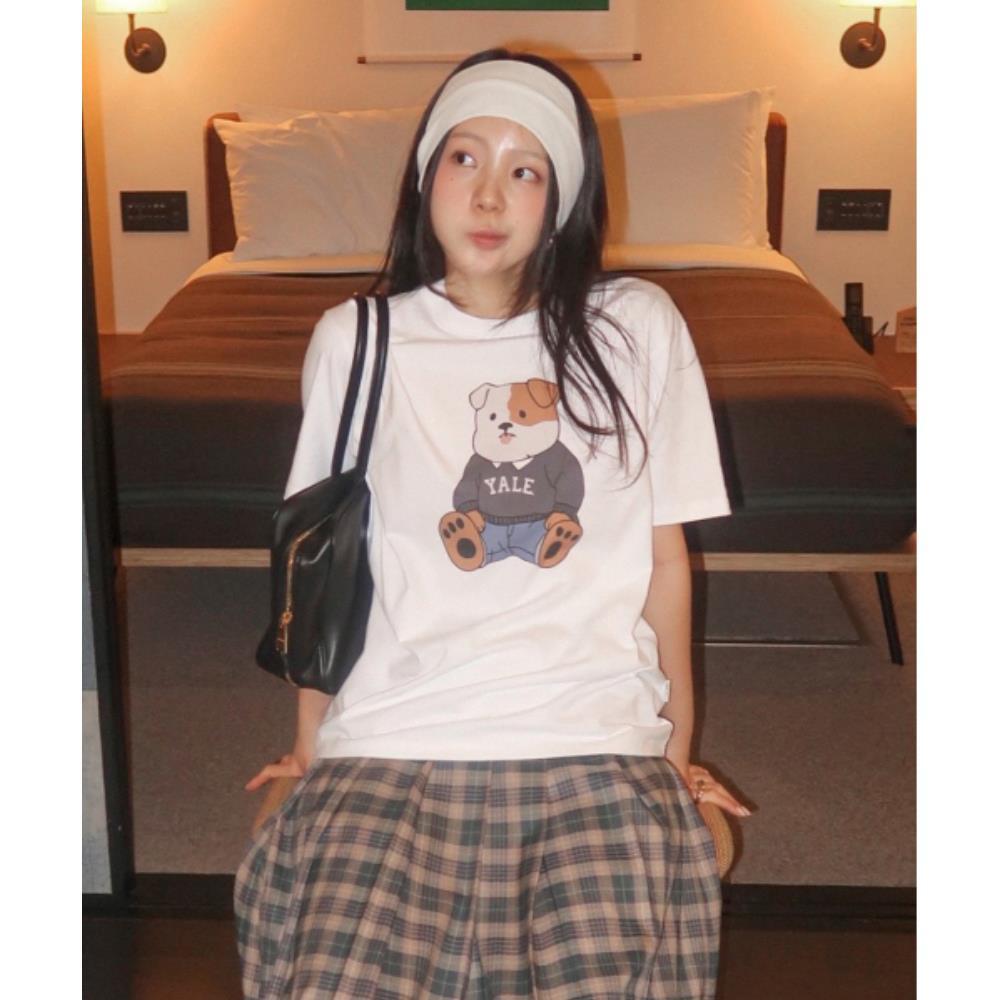 ☆YALE☆ Soft Bulldog Short Sleeve T-ShirtWhite YFM1SS301BWH