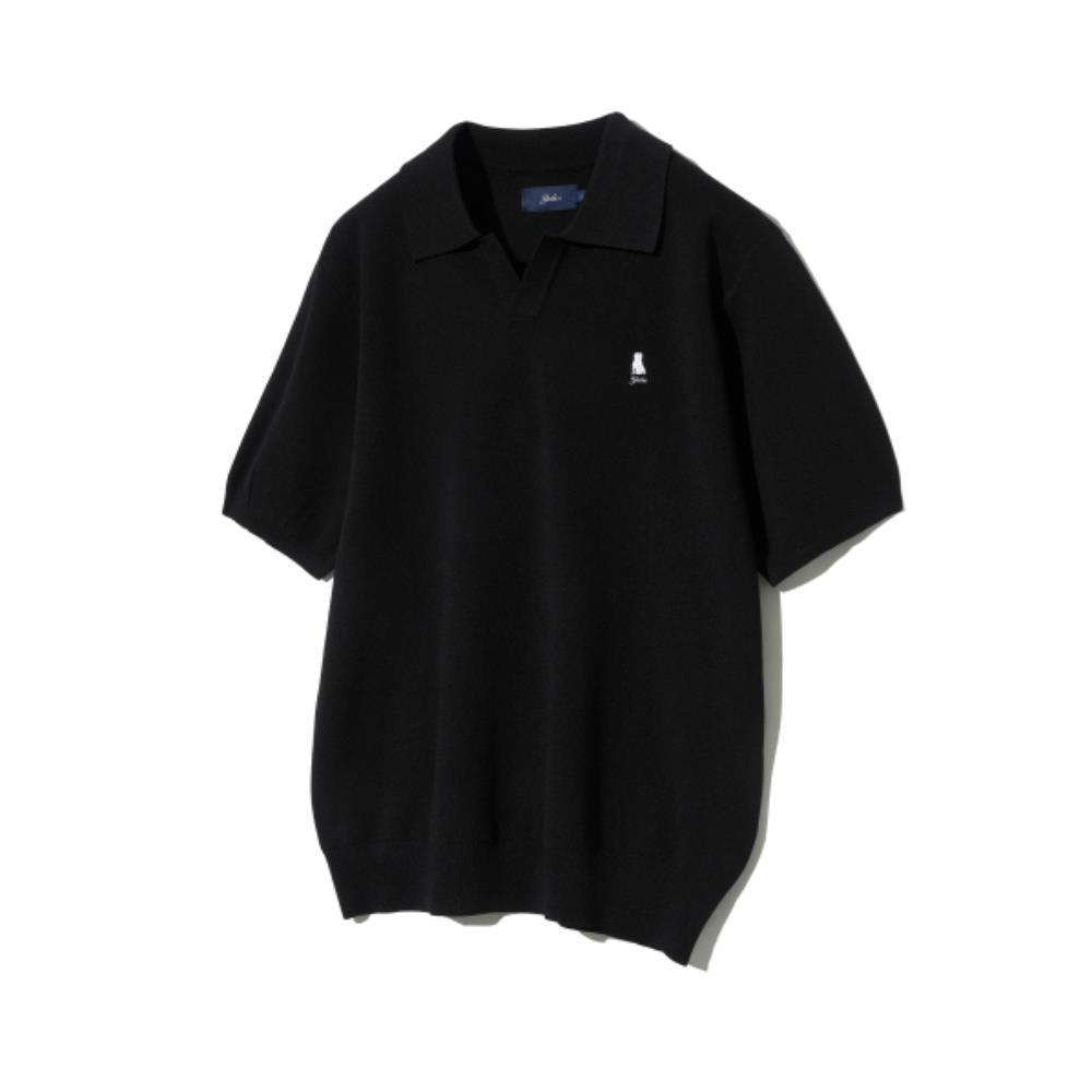 ☆YALE☆ COMFORT COOL SLIT NECK POLO KNIT BLACK YEM1KT110ABK