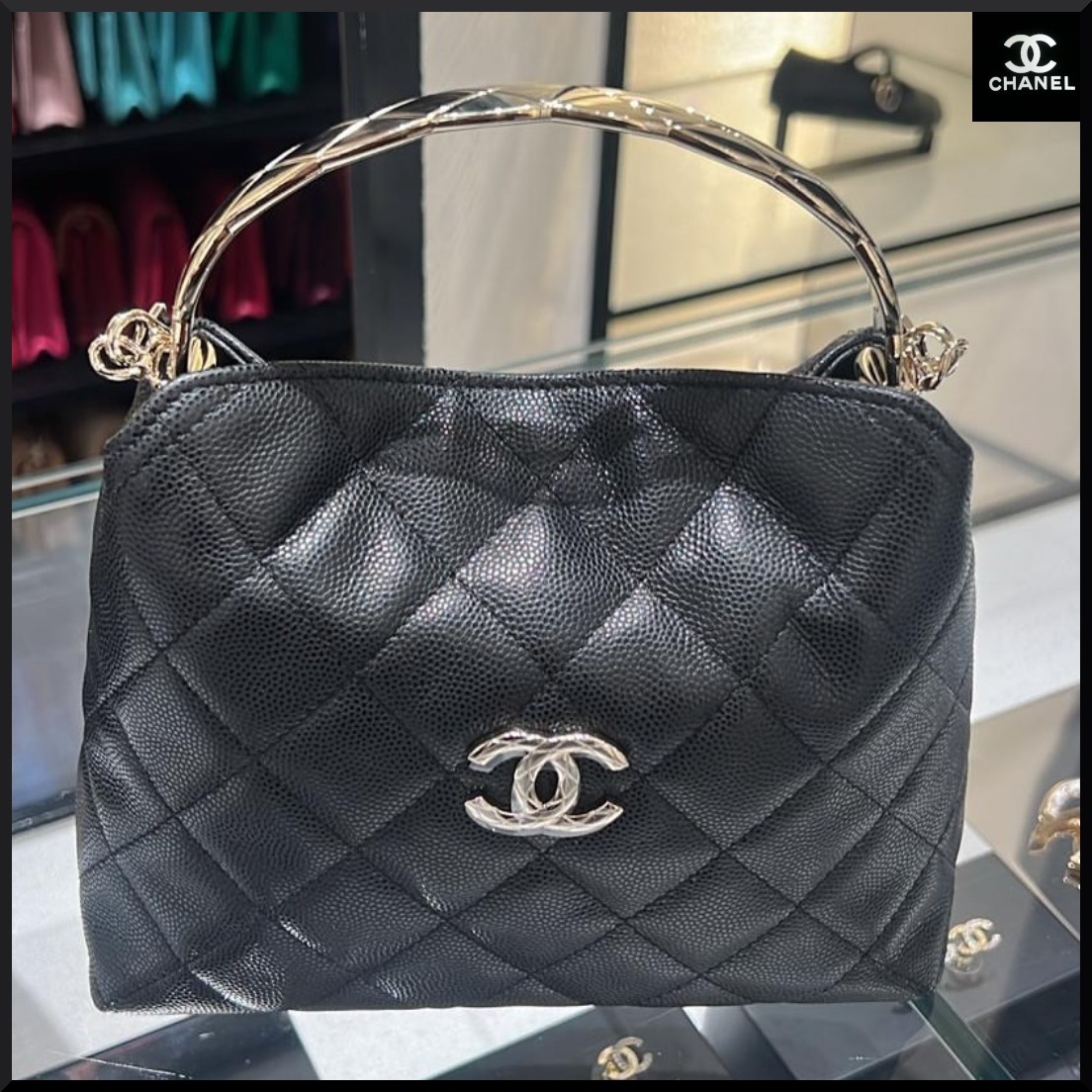 【安心の国内配送☆】CHANEL メタルトップ ハンドル バッグ