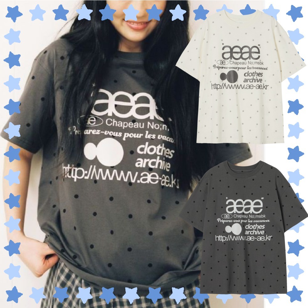 AEAE★韓国★人気 WEB LOGO DOT T-SHIRTS 半袖Tシャツ ロゴ 水玉