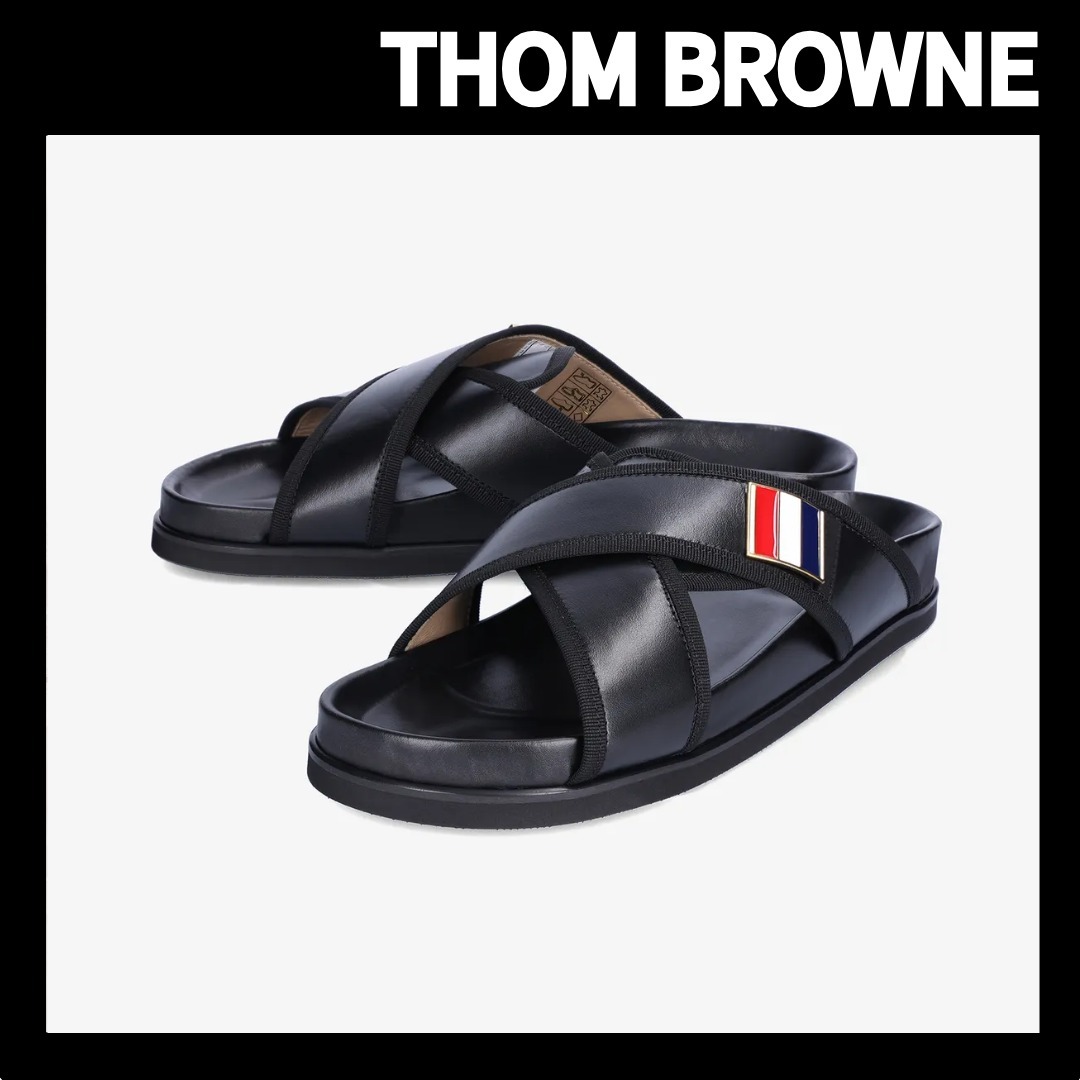 【THOM BROWNE】Vitello Carp Enamel Chris Cross Lopper Sandal