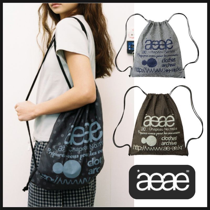 ★WEB LOGO CHECK GYM SACK 2COLORS