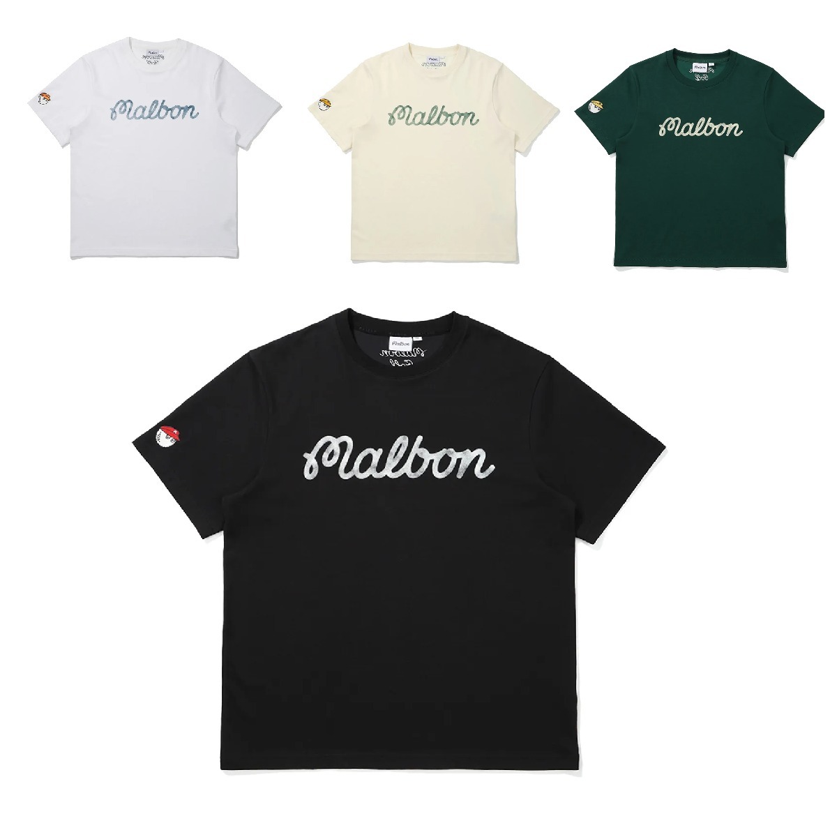 ◆Malbon Golf◆ Malbon gradient uni round t-shirt BLACK