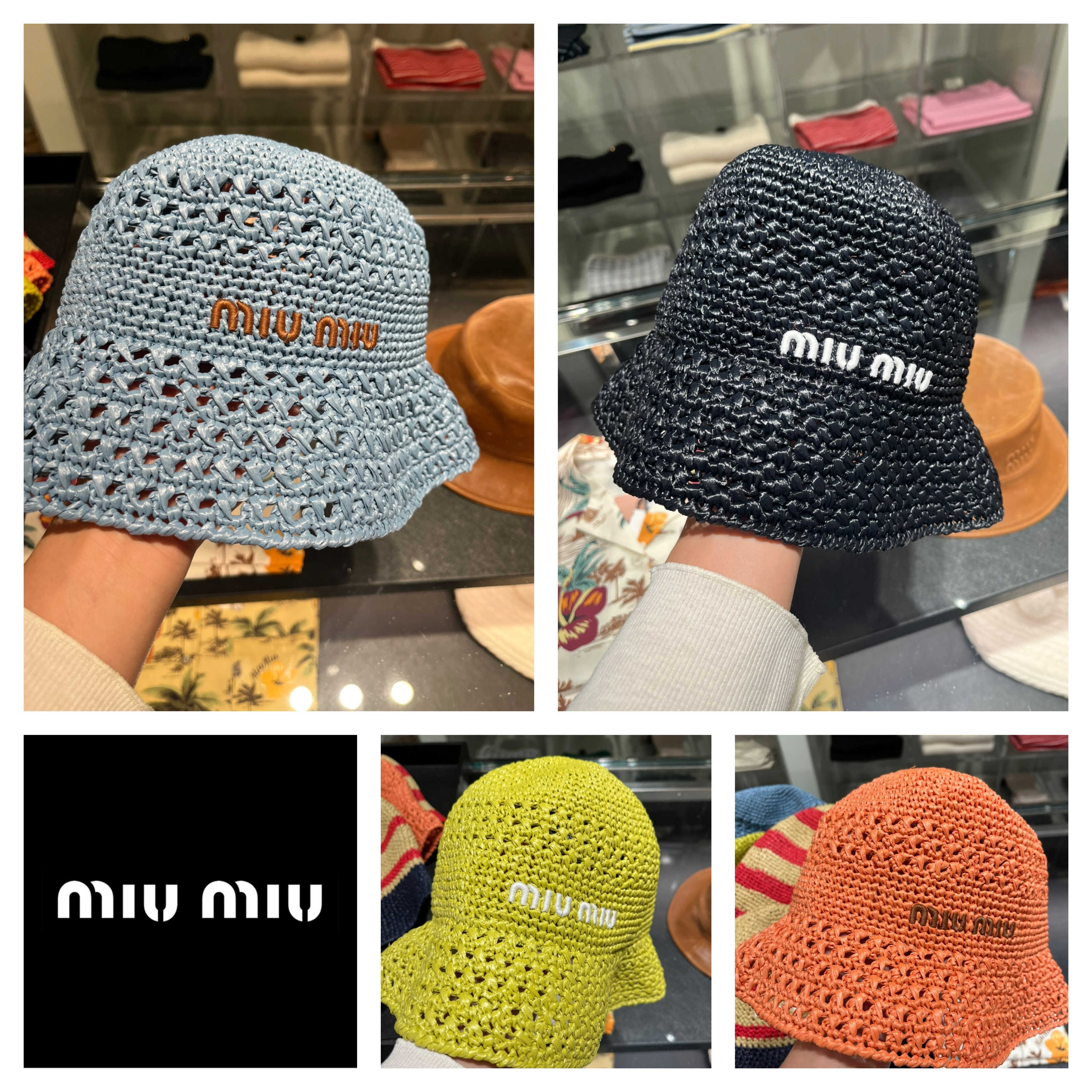【MiuMiu】ロゴ☆ラフィア ハット