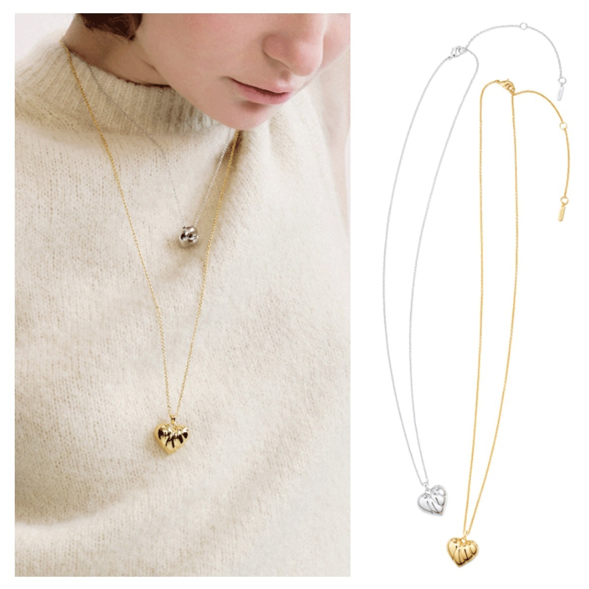 ネックレス・ペンダント Numbering Wavy Heart Pendant Necklace #5767 5BNY862