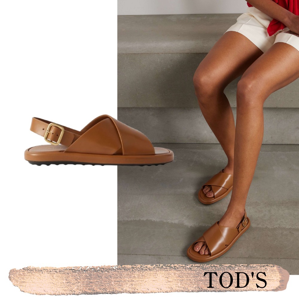 TOD'S☆関税込☆クロスストラップレザースリングバックサンダル