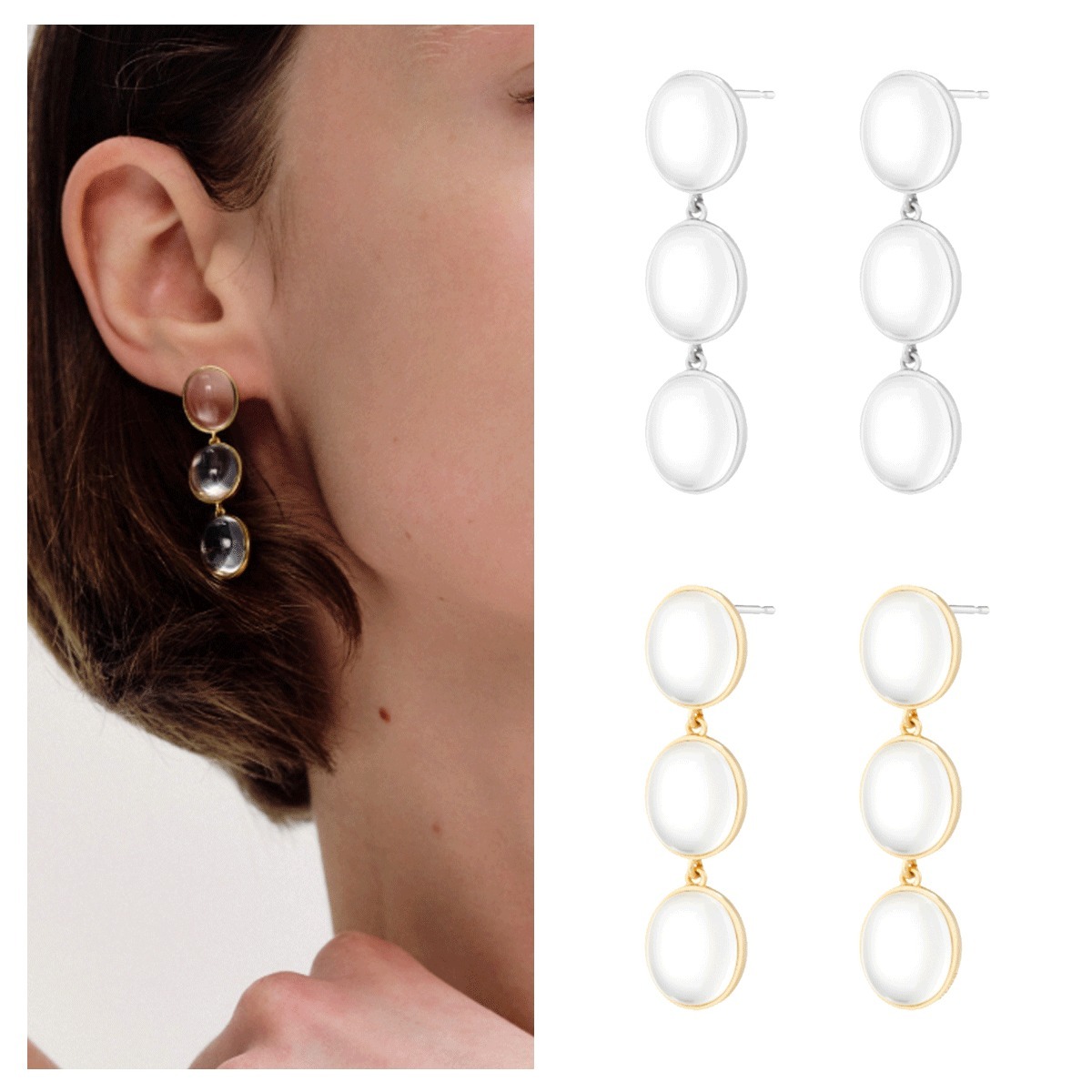 ピアス Numbering Ellipse Glass Triple Drop Earrings #5213 5BNY867