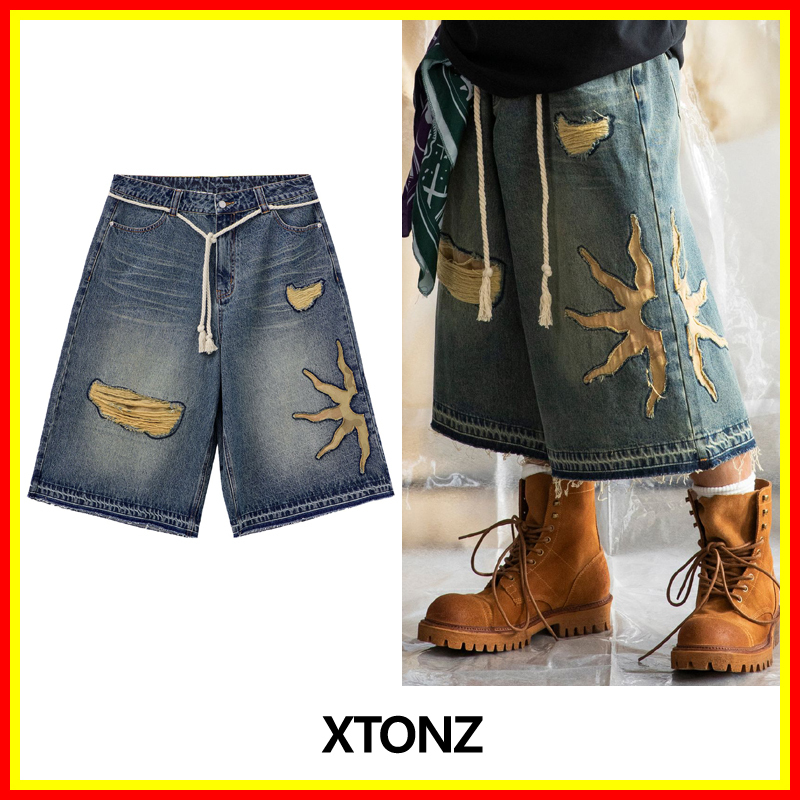 [XTONZ] XP259 Sunshine Wide Bermuda Denim Pants /追跡付