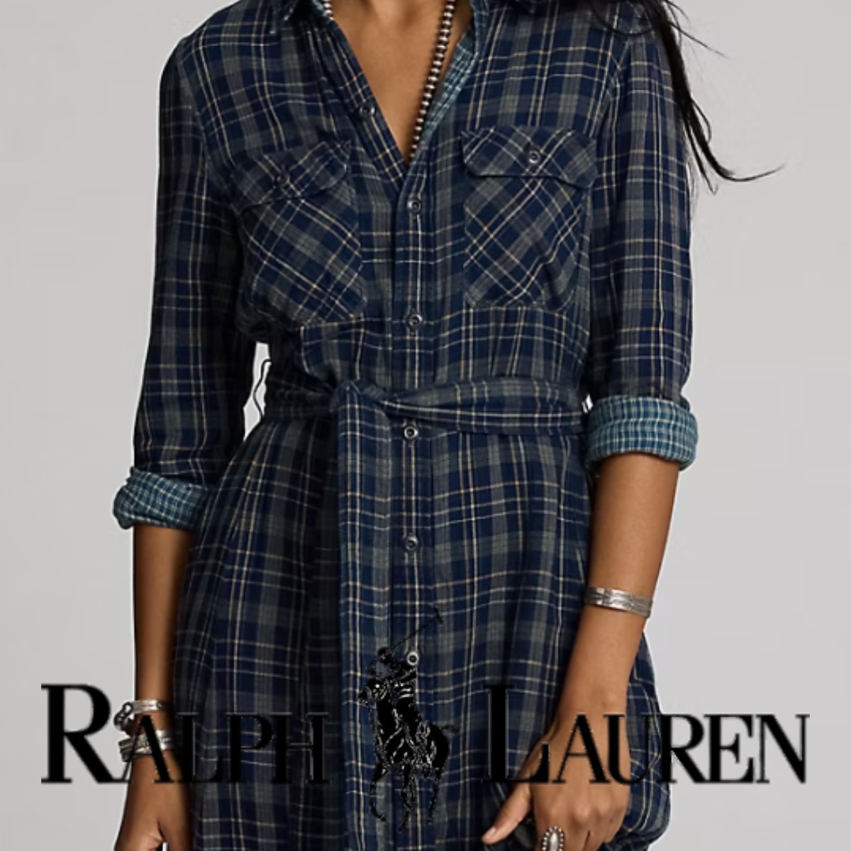 ラルフローレン★Indigo Plaid Double-Faced Shirtdress
