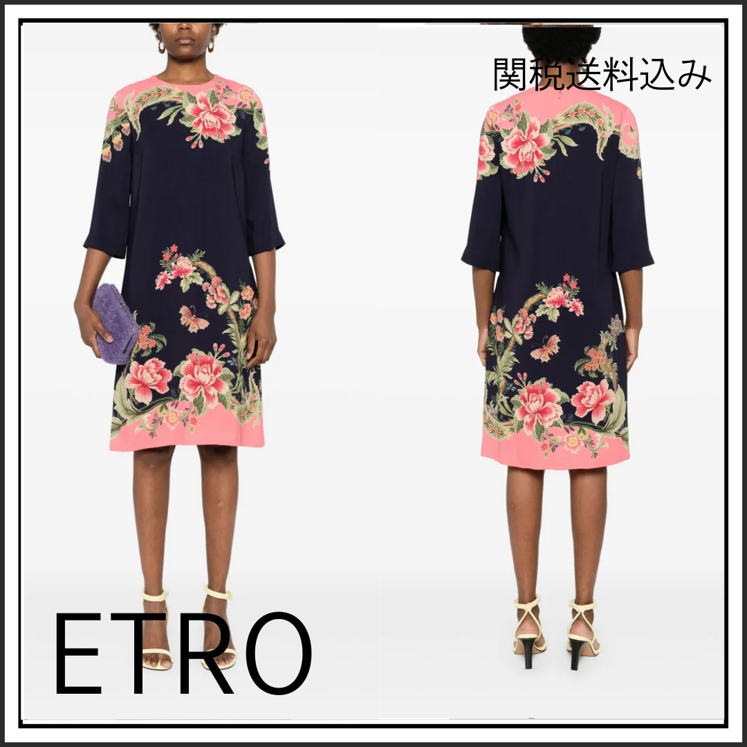【関税送料込み】ETRO ペイズリープリントのミディドレス