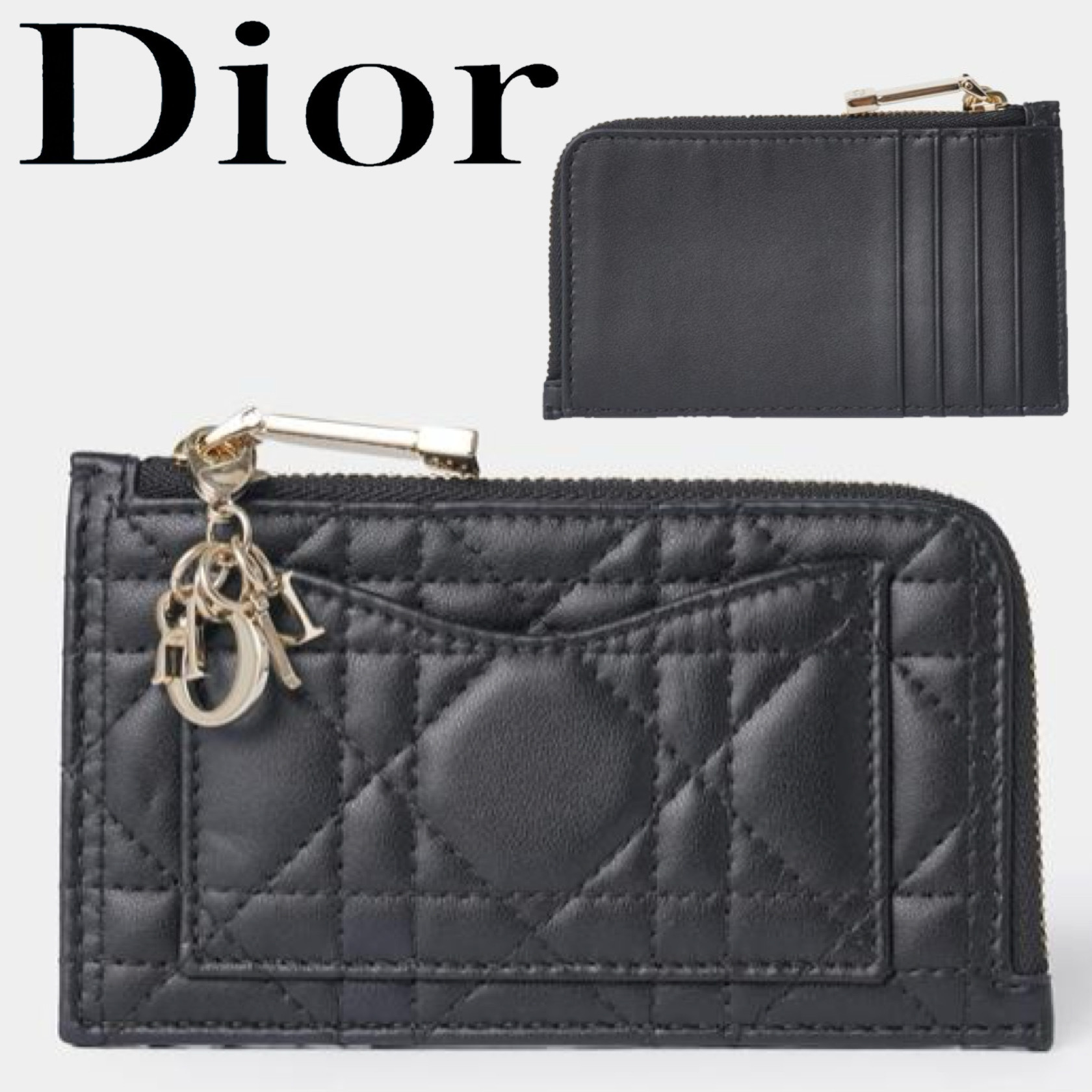 人気★Dior Lady Dior Cosmos ジップ カードホルダー ラムスキン