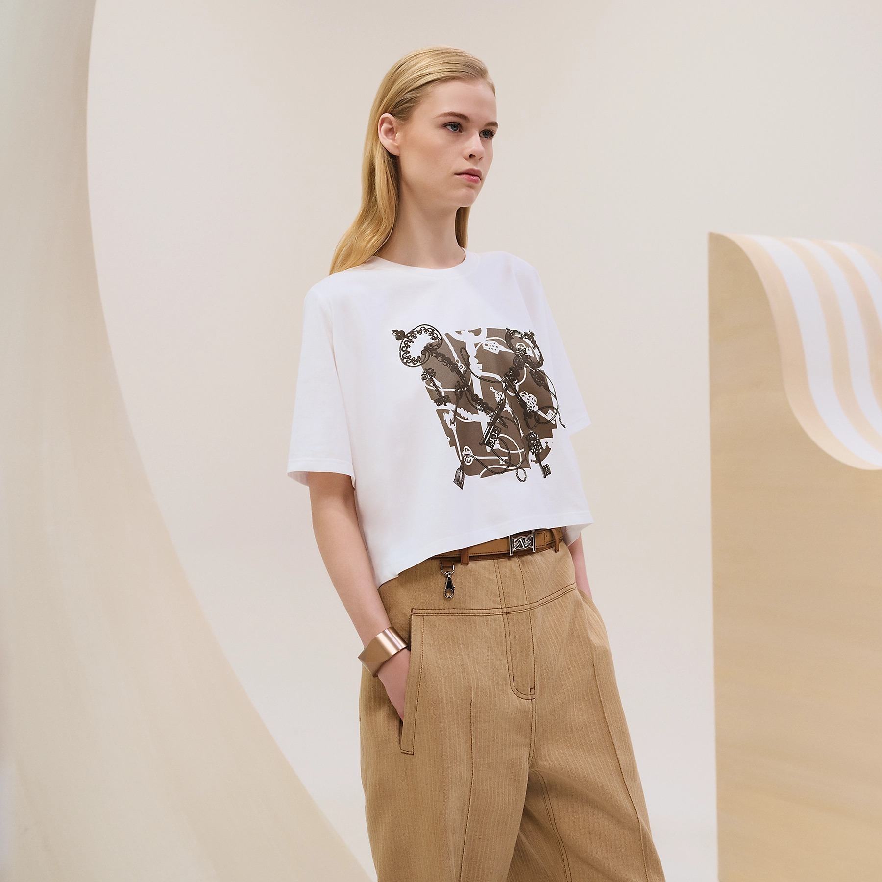 HERMES クロップドTシャツ 《カルトゥッシュ》 ★関税込