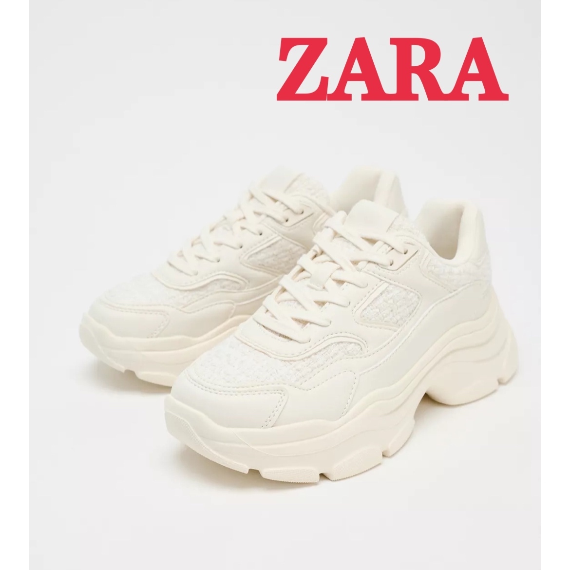 すぐ届く★ZARAチャンキーソールテキスタイルランニングシューズ