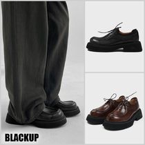 ★BLACKUP★プラットフォームレースアップローファー